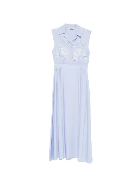 SANDRO embroidered linen maxi dress Blue SFPRO04754