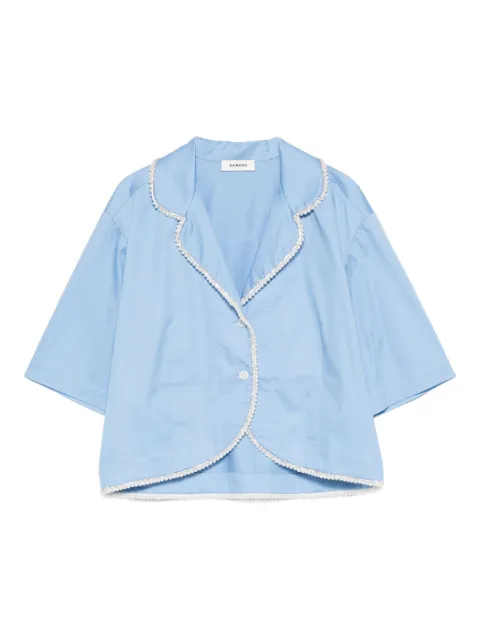 SANDRO cotton shirt with beaded trim Blue SFPCM01616