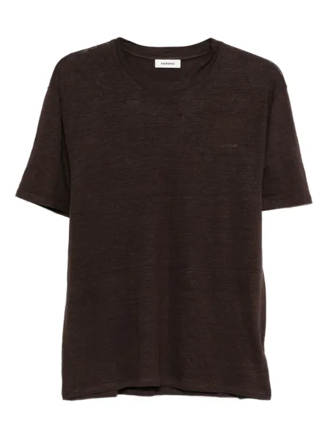 SANDRO certified linen T-shirt Brown SHPTS00222