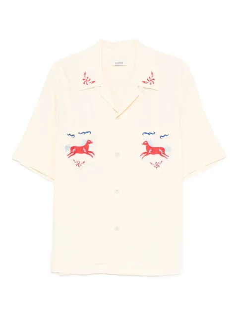 SANDRO horse-embroidered shirt Neutrals SHPCM01567