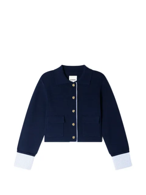 SANDRO wool cardigan with a polo collar Blue SFPCA01366