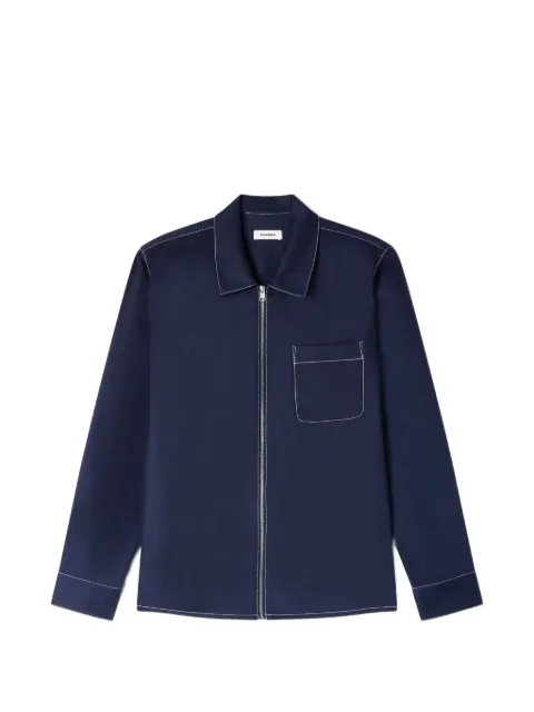 SANDRO loose-fit zip-up shirt Blue SHPCM01642