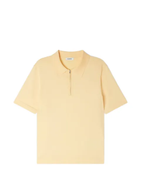 SANDRO knitted polo shirt with zip collar Yellow SHPTR00344
