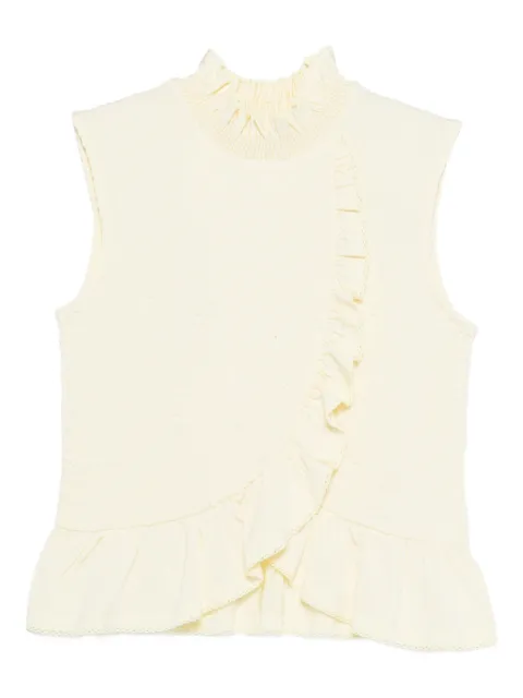 SANDRO ruffled smocked top Yellow SFPTS01797