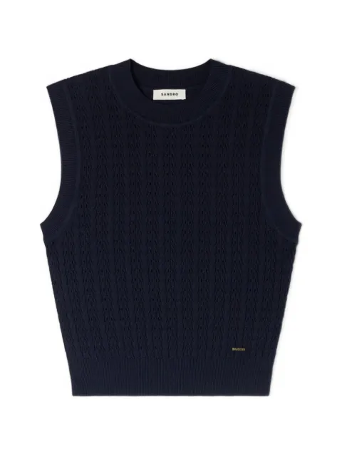 SANDRO textured cropped knit sweater Blue SFPPU02759