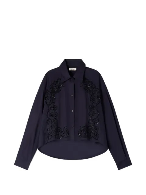 SANDRO floral embroidered cotton shirt Blue SFPCM01608