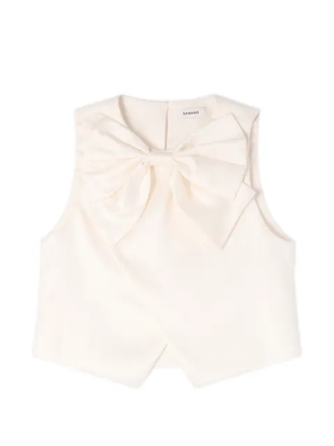 SANDRO satin bow crop top Neutrals SFPTO00859