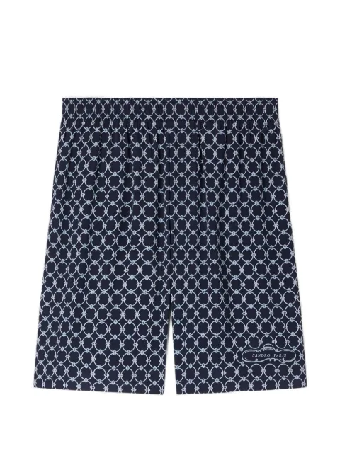 SANDRO link print flowy shorts Blue SHPBE00125