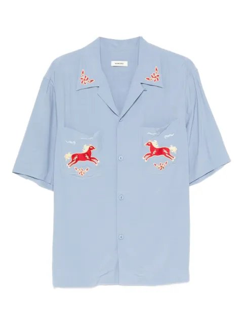 SANDRO horse-embroidered shirt Blue SHPCM01567