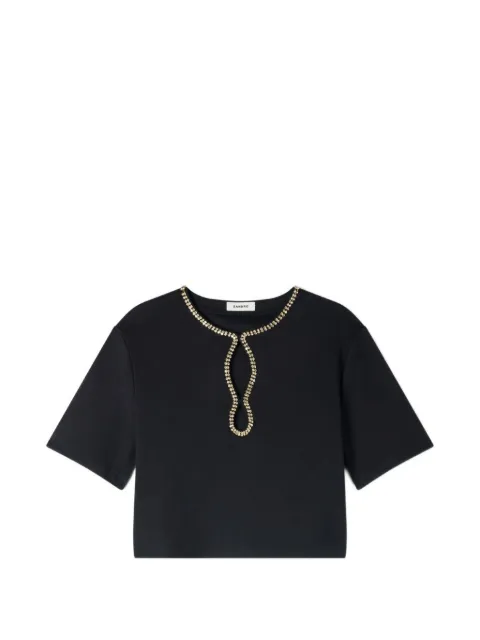 SANDRO rhinestone cropped T-shirt Black SFPTS01741