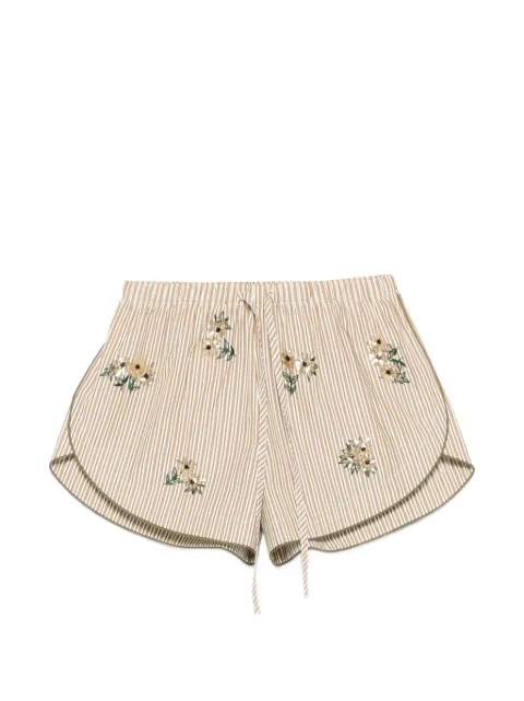 SANDRO floral embroidered striped shorts Neutrals SFPSH00628