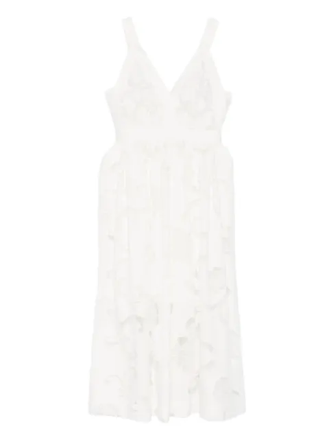 SANDRO openwork floral cotton midi dress White SFPRO04852