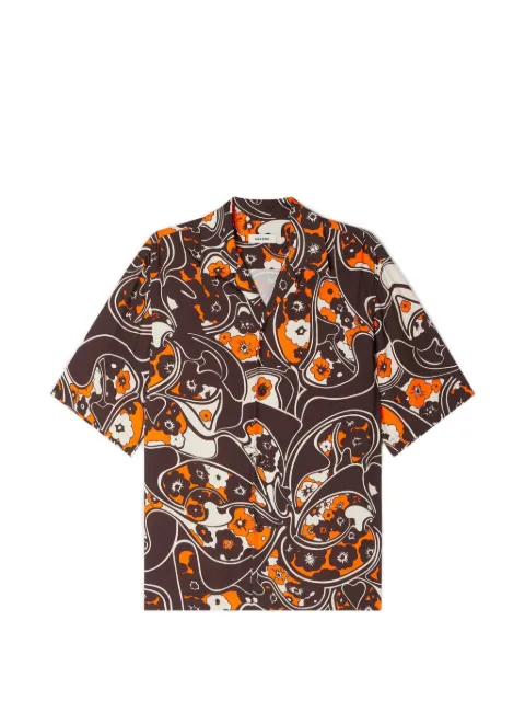 SANDRO loose-fit print shark collar shirt Brown SHPCM01655