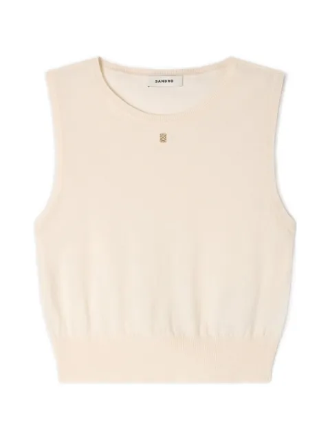 SANDRO sleeveless short knit sweater Neutrals SFPPU02755