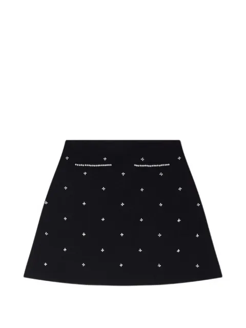 SANDRO rhinestone embroidered knit skirt Black SFPJU01592