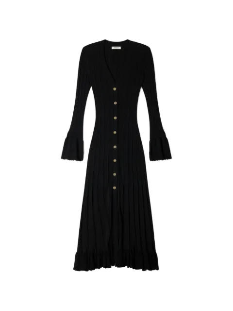 SANDRO knit maxi dress with ruffle Black SFPRO04777