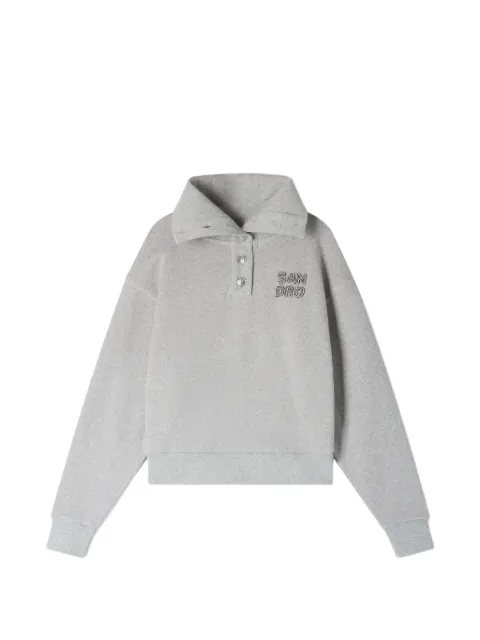 SANDRO embroidered split neck sweatshirt Grey SFPSW00769