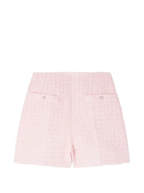 SANDRO sequin check tweed shorts Pink SFPSH00595
