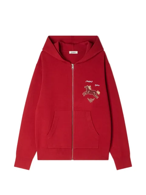 SANDRO animal print zip-up cardigan Red SHPTR00794