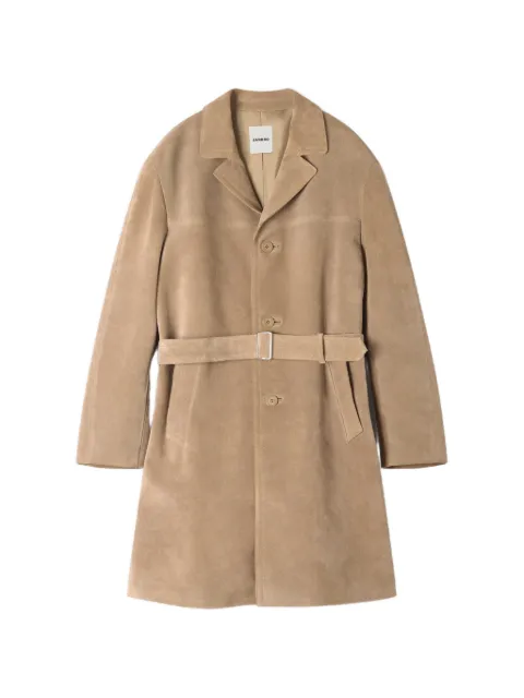 SANDRO tailored belted leather coat Neutrals SHPMA00423