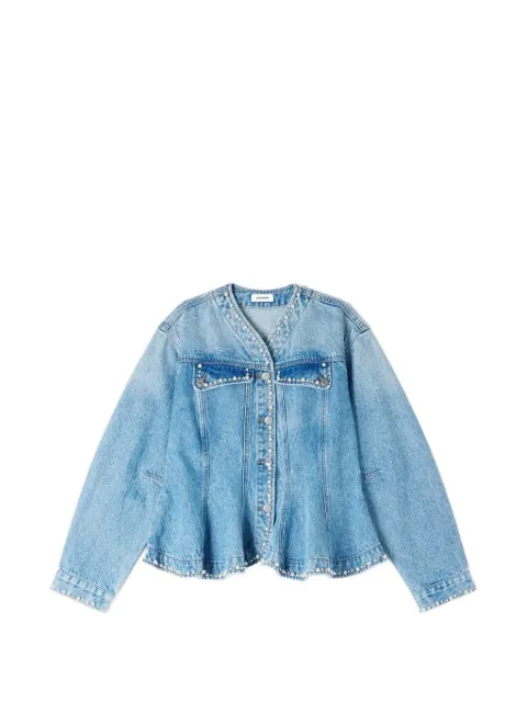 SANDRO pearl-embellishment denim jacket Blue SFPBL01310