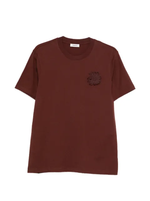SANDRO cotton crochet flower T-shirt Brown SHPTS01822