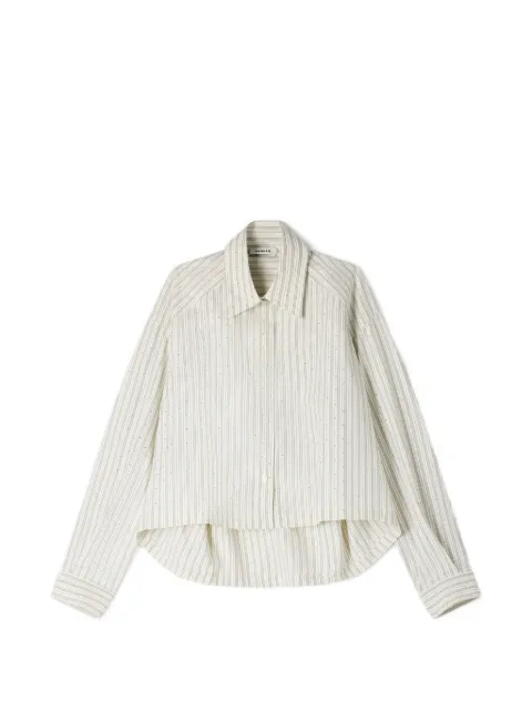 SANDRO striped rhinestone shirt White SFPCM01610