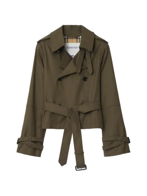 Burberry cropped tropical gabardine trench jacket Green 8123733