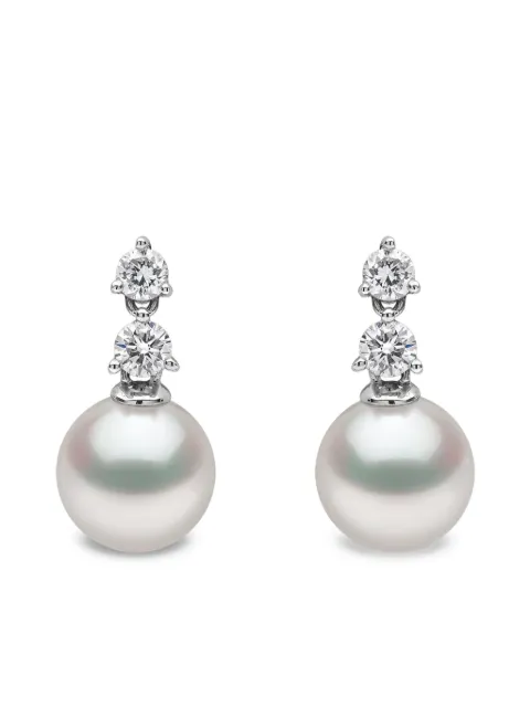 Yoko London 18K white gold akoya pearl and diamond earrings Silver QYE24017X