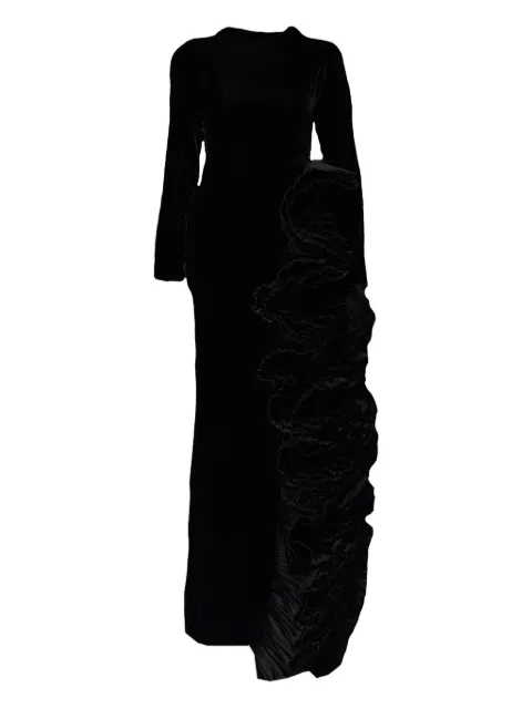 THA SEEN flower-embellishment maxi dress Black FW2609