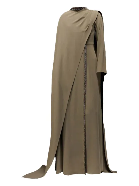 THA SEEN beaded-embroidered maxi dress Neutrals FW2601