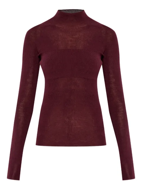 Versace merino wool fitted ribbed knit top Red 10172411A16171
