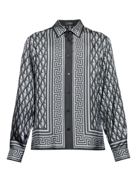 Versace printed silk twill slim shirt Grey 10217151A16785