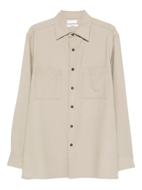 Cellar Door chest-pocket button wool shirt Neutrals WA950551