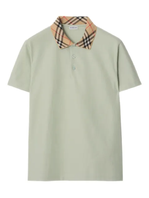 Burberry check-collar cotton polo shirt Green 8118949