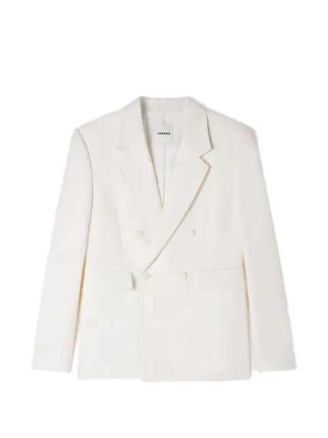SANDRO double-breasted linen suit jacket White SHPVE01261