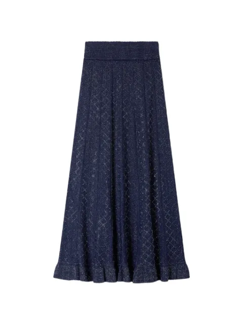 SANDRO rhinestone knit maxi skirt Blue SFPJU01584