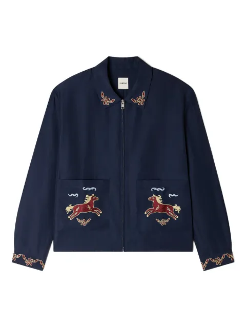 SANDRO floral embroidered zip jacket Blue SHPBL01280