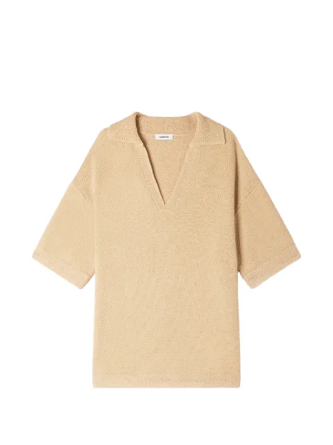 SANDRO jute-effect polo shirt Neutrals SHPTR00751