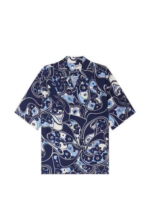 SANDRO loose-fit print shark collar shirt Blue SHPCM01655