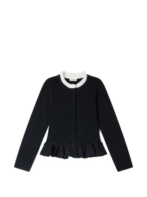 SANDRO ruffled detachable collar cardigan Black SFPCA01360