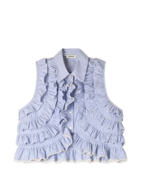 SANDRO ruffled striped shirt Blue SFPCM01563