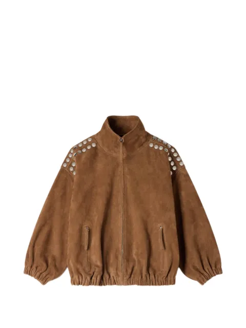 SANDRO studded suede jacket Brown SFPBL01274