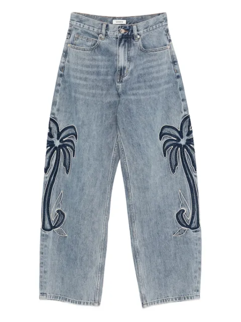 SANDRO palm-embroidered wide barrel jeans Blue SFPJE00852