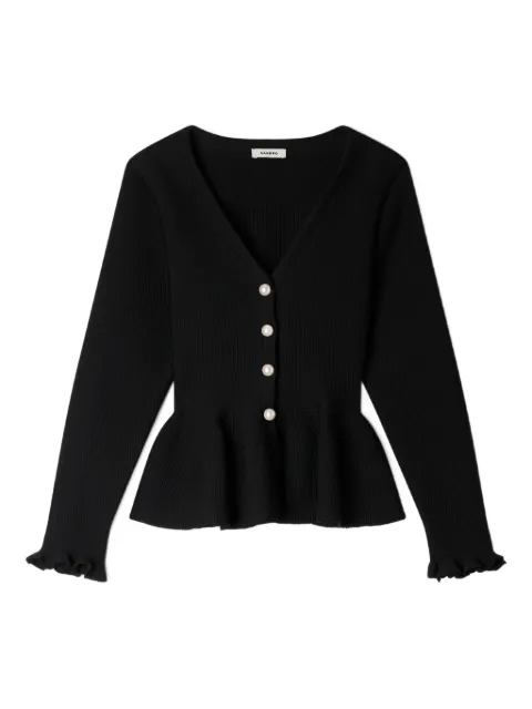 SANDRO textured peplum cardigan Black SFPCA01364