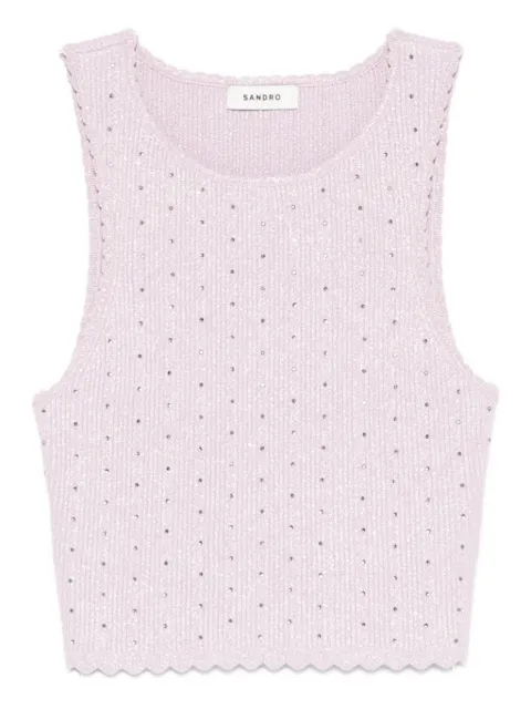 SANDRO rhinestone knit crop top Purple SFPPU02774