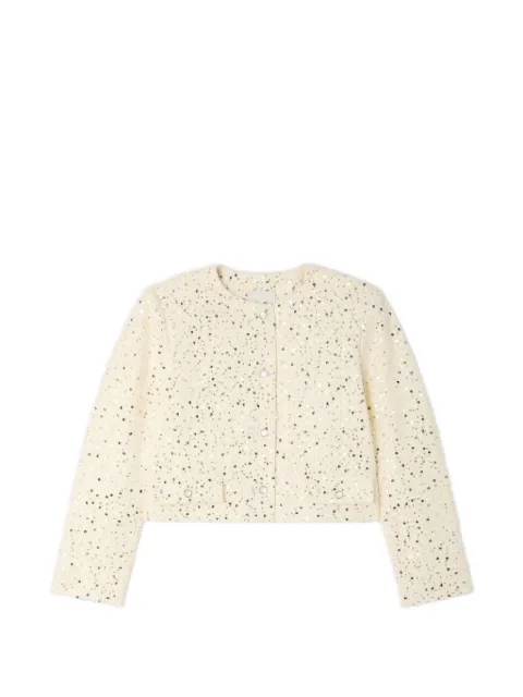 SANDRO sequin-embellished cropped jacket Neutrals SFPVE01317