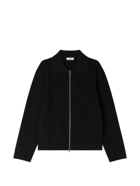 SANDRO zipped viscose knit cardigan Black SHPTR00683