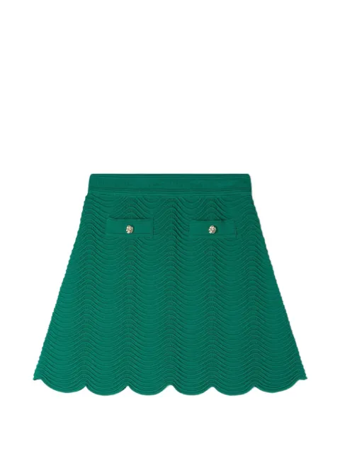 SANDRO wave-pattern knitted mini skirt Green SFPJU01684