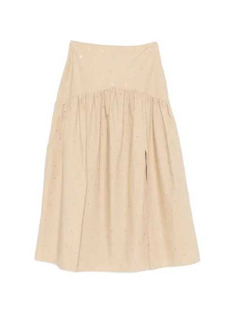 SANDRO maxi rhinestone cotton skirt Neutrals SFPJU01635